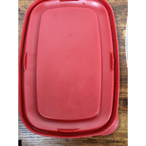 Rubbermaid Red Top  Storage Container Square Almond Lid 5 Cups 1.2 L USA Vintage - Picture 9 of 10
